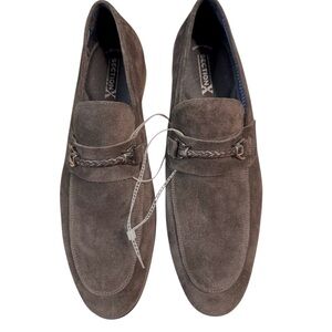 Section X SAINT BRAID BIT Dark Brown Suede Loafers